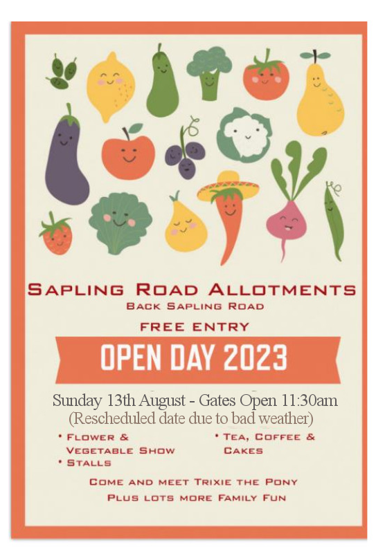 Sapling road allotments open day. Invite your friends and family